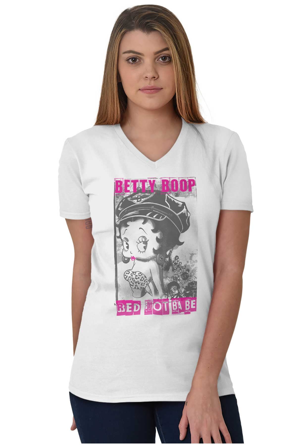 Betty Boop Hot Babe Sex Symbol Cute V Neck T Shirt Tees Women Brisco Brands M
