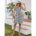 thumbnail image 6 of Chiclily Summer Dresses for Women Ruffle Sleeve Midi Dress Boho Beach Sundress with Pockets, Grey Sakura L, 6 of 7