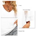 thumbnail image 4 of Camiseta de manga corta con cuello en V para mujer, color puro, suave, agradable a la piel, para citas y compras, 4 of 5