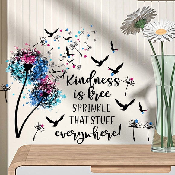 Adhesivos de pared inspiradores con diseño de diente de león con diseño de pájaros, PVC