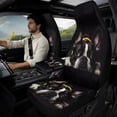 thumbnail image 2 of Xixirimido 5Pcs Car Seat Covers & Seatbelt Covers & Center Console Cover Set Universal Auto Accessories Fit for SUV Sedan Van Truck Leather Front Seat Cover, Black French Bulldog, 2 of 8