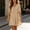 Khaki, variant on Midi Summer Dresses for Women Solid Color A-Line V-Neck Casual Dress Ruffle Puff Office Short Sleeve Tie Sundress S