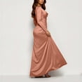 thumbnail image 4 of Smsaxvxz Women's Cowl Neck Satin Maxi Dress Long Sleeve High Slit Formal Evening Gown for Wedding Guest Bridesmaid Party Rose Gold L, 4 of 7