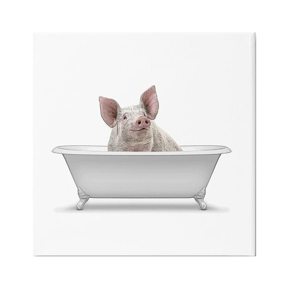 Stupell Industries Happy Farm Pig Antique Bathtub Graphic Art Gallery Wrapped Canvas Print Wall Art, Design by Annalisa Latella