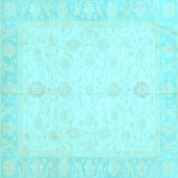 Ahgly Company Indoor Square Oriental Light Blue Traditional Area Rugs, 3' Square