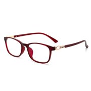 Office Simple Vintage Classic Reading Glasses Eye Protection Ultra Light Glasses Anti-Blue Light WINE RED STRENGTH 300