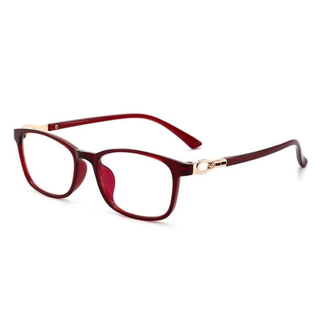 Office Simple Vintage Classic Reading Glasses Eye Protection Ultra Light Glasses Anti-Blue Light WINE RED STRENGTH 100