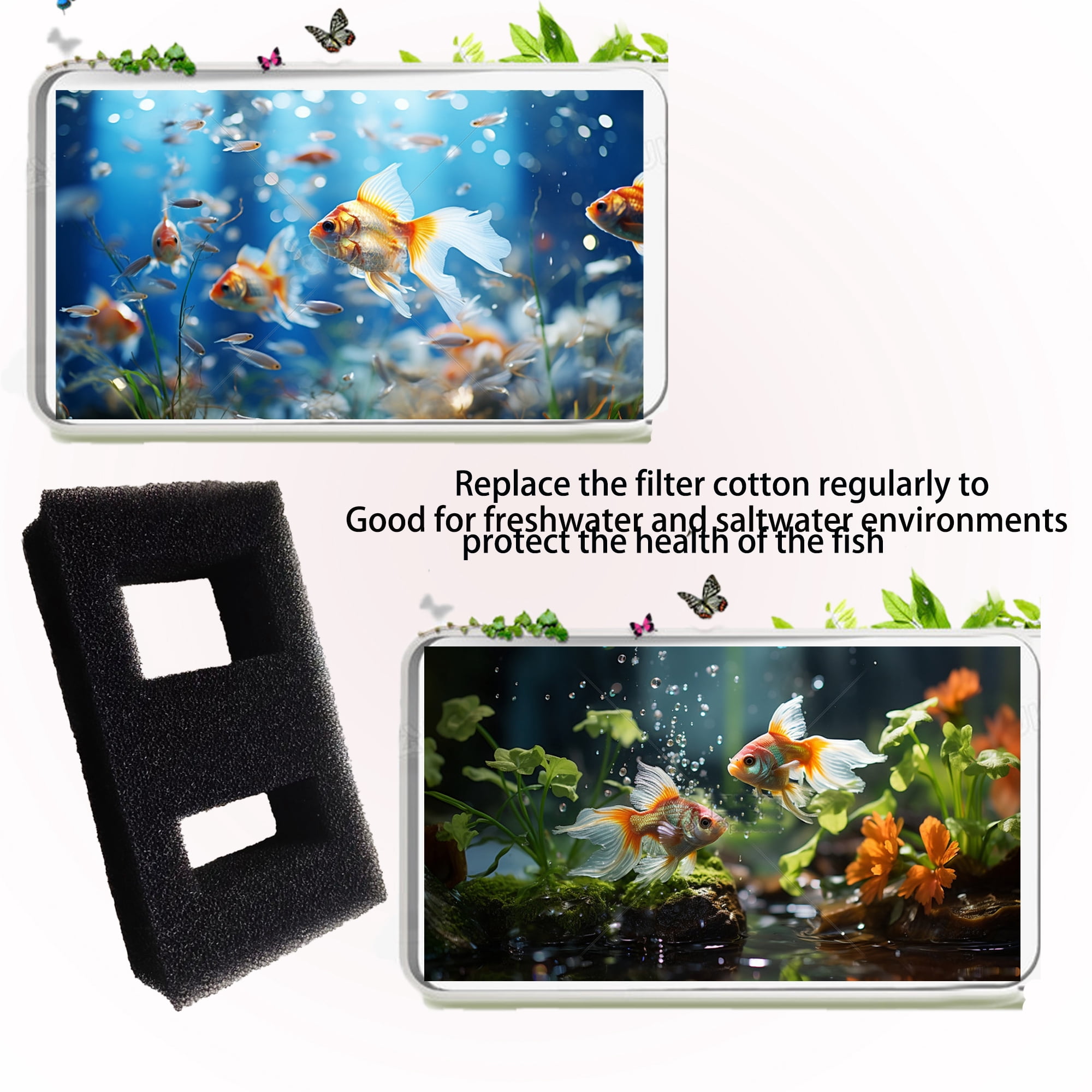 Delapan Fish Foam Pre-Filter Sponges for Canister Filters and Fluval SPEC Aquarium Filter Media, 6 Pack