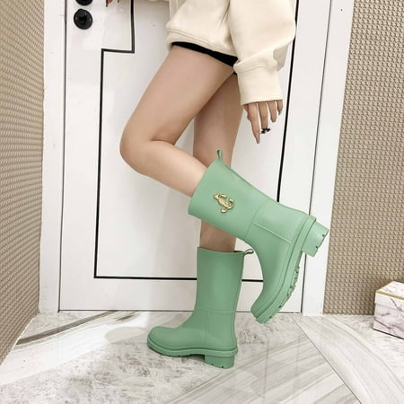 

Tuscom boots for women 2021 Outdoor Personal Mid-tube Women Rain Boots PVC Rain Boots Women s Water Shoes cowboy boots for women