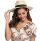 thumbnail image 5 of Sombrero panamá de paja de ala ancha Dalrosia para mujer y hombre, sombrero fedora para el sol en la playa, sombrero de paja con protección solar UPF para mujer, 5 of 5