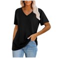 thumbnail image 2 of Aloohaidyvio Tops for Women,Fashion Womens Summer V-Neck Solid Short Sleeve Casual Top Blouse, 2 of 6