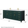 thumbnail image 5 of Wyndham Collection Beckett 84" Wood Double Bathroom Vanity in Green/Brushed Gold, 5 of 6