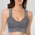 thumbnail image 2 of Wdgfv Women Floral Lace Bralette Padded Breathable Sexy Racerback Lace Bra Grey XL, 2 of 5