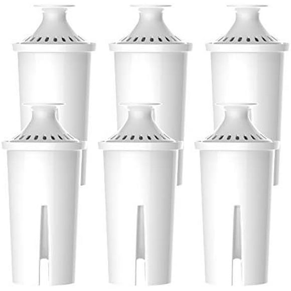 6 Packs Pitcher Water Filter, Replacement for Brita® classic 35557, OB03, Mavea® 107007, Brita® Pitchers Grand, Lake, Capri, Wave and More, NSF Certified,