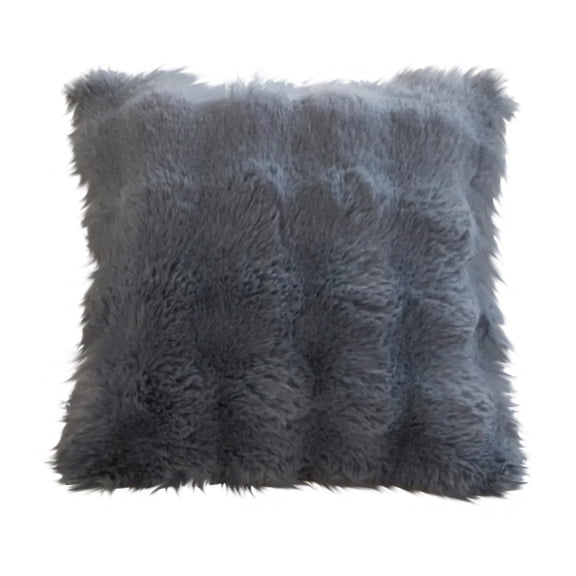 17in Embroidered Plush Throw Pillow Covers Decorative Cushion Cases for Sofa Couch Bed Square Lumbar Slipcovers Home Decor Living Room Accent Dark Gray
