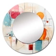 thumbnail image 2 of Designart "Colorful Mid Century modern Fusion III" Abstract Collages Round Mirror Wall Décor Mid-Century - Large Multi-Color Round Mirror - Round Mirror 29" x 29" Inch, 2 of 5