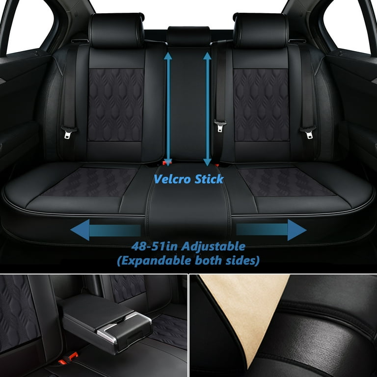 Coverado Black Full Set Seat Covers for Car Seats, 5Pcs Front and Back Seat  Covers with Premium Leather Embossed Pattern, Auto Universal Seat  Protectors Interior Accessories Fit Sedans, SUVs, Trucks 