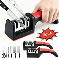 AGCAN 2 Pack Knife Sharpener, 4-Stage Ceramic Stone Kitchen Knife Sharpeners with Non-slip Base, Diamond Rods Knife Sharpening System for Kitchen Knives, Scissors