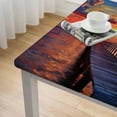 thumbnail image 5 of nygtbtfer Landscape Tablecloth, Wooden Bridge in The Port at Sunrise Horizon Candle Romantic Love Image Print, Dining Room Kitchen Rectangular Table Cover,  Orange Navy 40*40, 5 of 8