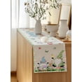 thumbnail image 5 of Table Runner 72 Inches Long for Kitchen Dining, Happy Easter Dresser Scarf Farmhouse, Dining Table Decorations for Wedding/Parties, Green Blue Gnomes Bunny Flowers Striped 14 x 72 In, 5 of 8
