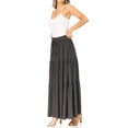 thumbnail image 4 of Women's Casual Elastic High Waist Solid A Line Layer Ruffle Swing Maxi Skirt, 4 of 6