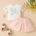 thumbnail image 2 of Afdoent Baby Girl Clothes Toddler Girls Ribbed Bow Mesh Short Sleeve Top & Skirt Set 3D Floral Summer Two Piece Outfit Clothes 2025 Cute Suit 3-4 Years, 2 of 7