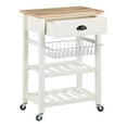 thumbnail image 3 of Hampton Engineered Wood Kitchen Cart With Wood Top and White Base, 3 of 10