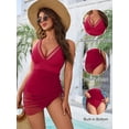 thumbnail image 2 of Vestido de baño Blooming Jelly Tummy Control para mujer, color rojo XXL, 2 of 5