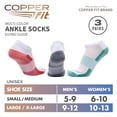 thumbnail image 3 of Calcetines deportivos con ajuste de cobre hasta el tobillo, color blanco/multicolor (3 pares), 3 of 6