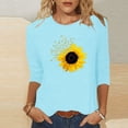 thumbnail image 2 of CEHVOM T-shirt Imprimé Mode pour Femmes Manches 3/4 Mi-Longues Blouse Col Rond Tops Décontractés Liquidation, 2 of 4