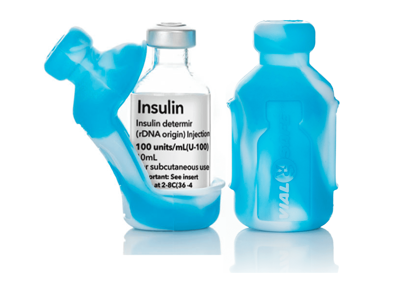 Insulin Vial Protector Case by Vial Safe, Short 10mL Size, Tie Dye Blue, 2-Pack