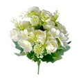 thumbnail image 2 of Artificial White Roses Bouquet | 13.39 Inch Faux Plastic Flowers for Home Decor | Wedding Centerpiece Party Venue Indoor Decoration, 2 of 9