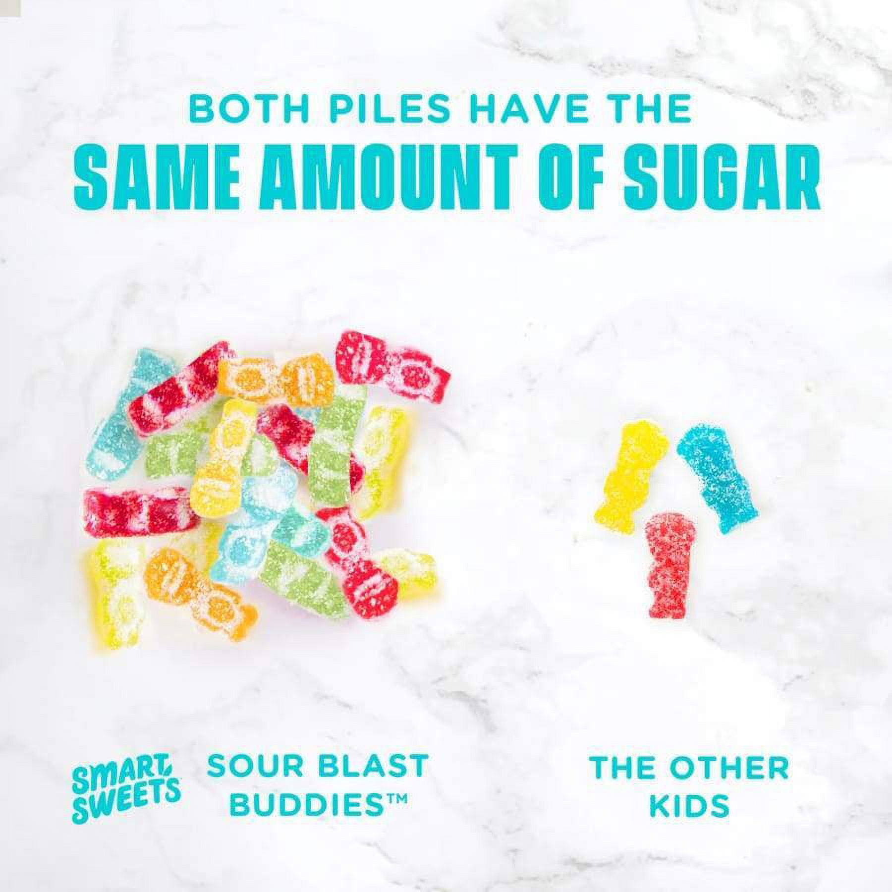 SmartSweets Sour Blast Buddies, Candy With Low Sugar 3g, Low Calorie 100, Net Carb 12, Plant Based, Gluten Free, No Artifical Colors or Sweeteners 1.8 Oz Bags (Pack of 6)