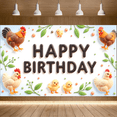 thumbnail image 5 of Cartoon Chicken Happy Birthday Banner Rooster Design Animal Theme Party Backdrop for Kids Celebration Indoor Event Decoration, 5 of 7