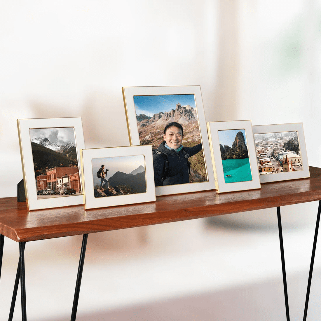 Mikasa Enamel Picture Frame Set of 5, White/Gold, 8x10, 5x7, 4x6