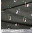 thumbnail image 3 of Soimoi Gray Heavy Satin Fabric Carrot & Rabbit Dots Printed Craft Fabric by the Yard 54 Inch Wide, 3 of 5