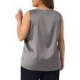 thumbnail image 4 of DARING DIVA Women's Plus Casual Silk Satin Tank Top V Neck Cami Blouse 2X Grey, 4 of 6