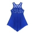 thumbnail image 5 of Kaerm Kids Girls Lyrical Dance Dress Modern Contemporary Sequins Tank Leotard Irregular Tulle Skirt Royal Blue 6, 5 of 8