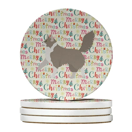 

Asian Semi Longhaired Cat Christmas Large Sandstone Coasters Pack of 4 4 in x 4 in