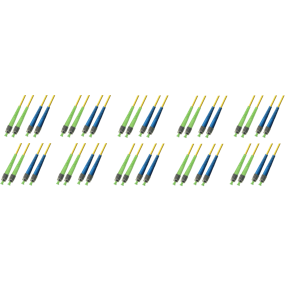 15M - Singlemode Duplex Fiber Optic Cable (9/125) - FC/APC to FC/UPC - 10 Pack