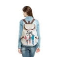 thumbnail image 3 of Women Cartoon Super Mom Life Momlife Mama Mother Print Linen Backpack Large Capacity Portable Preppy Style Drawstring Backpack, 3 of 7