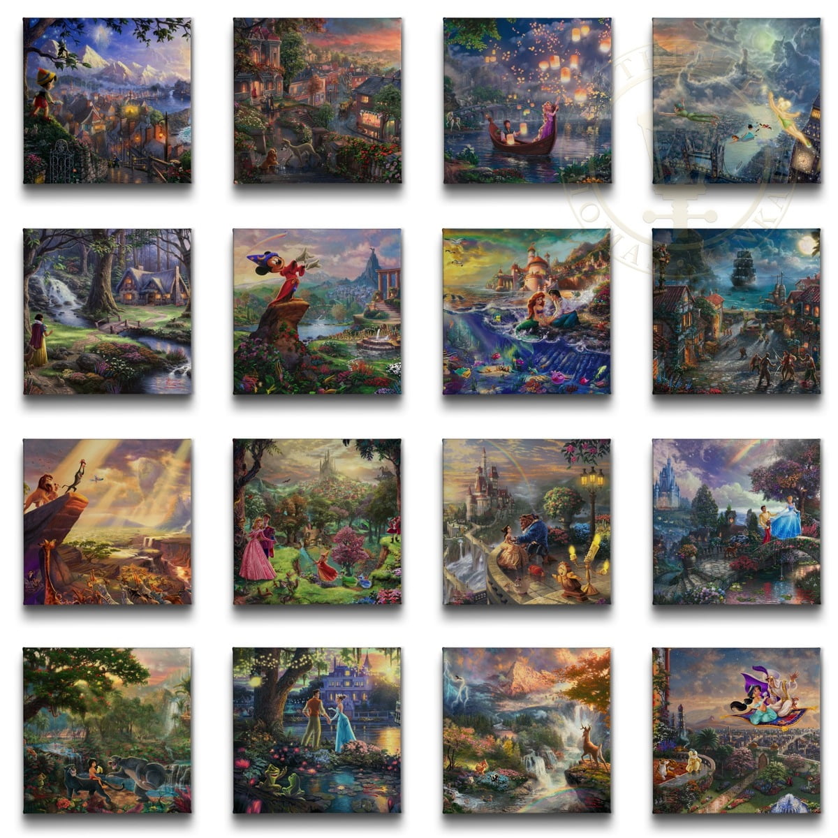 Thomas Kinkade Disney The Princess and the Frog 14 x 14 Gallery Wrapped Canvas