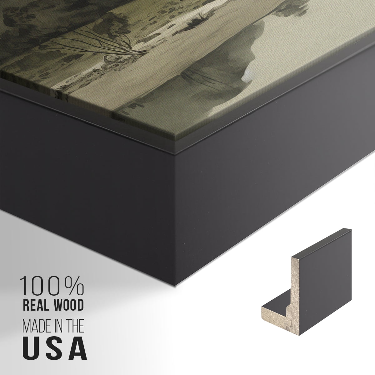 Vintage Landscape-XX By Wexford Home Framed in Black Wood Gallery Wrapped Canvas 25 in. x 37 in.