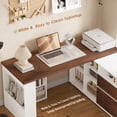thumbnail image 6 of Homfa L Shaped Reversible Computer Desk with Cube Storage Organizer, 2 Drawer Wooden Farmhouse Executive Desk for Home Office, White, 6 of 8