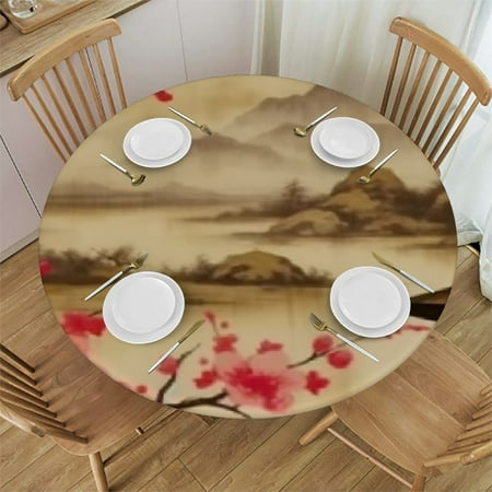 

Autua Round Tablecloth Stain-Resistant and Washable Ideal for Indoor and Outdoor Use 100% Polyester Fiber Great for Home Kitchen/Parties/Holiday Dinner Full Width Single-Sided Printing 54 -58
