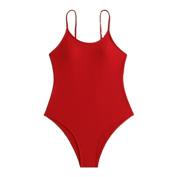 Elainilye Fashion Womens Swimsuits One Piece Bathing Suit Modest Swimwear Swimsuit Belly Shading Slim Solid Color Spa Swimwear,Red