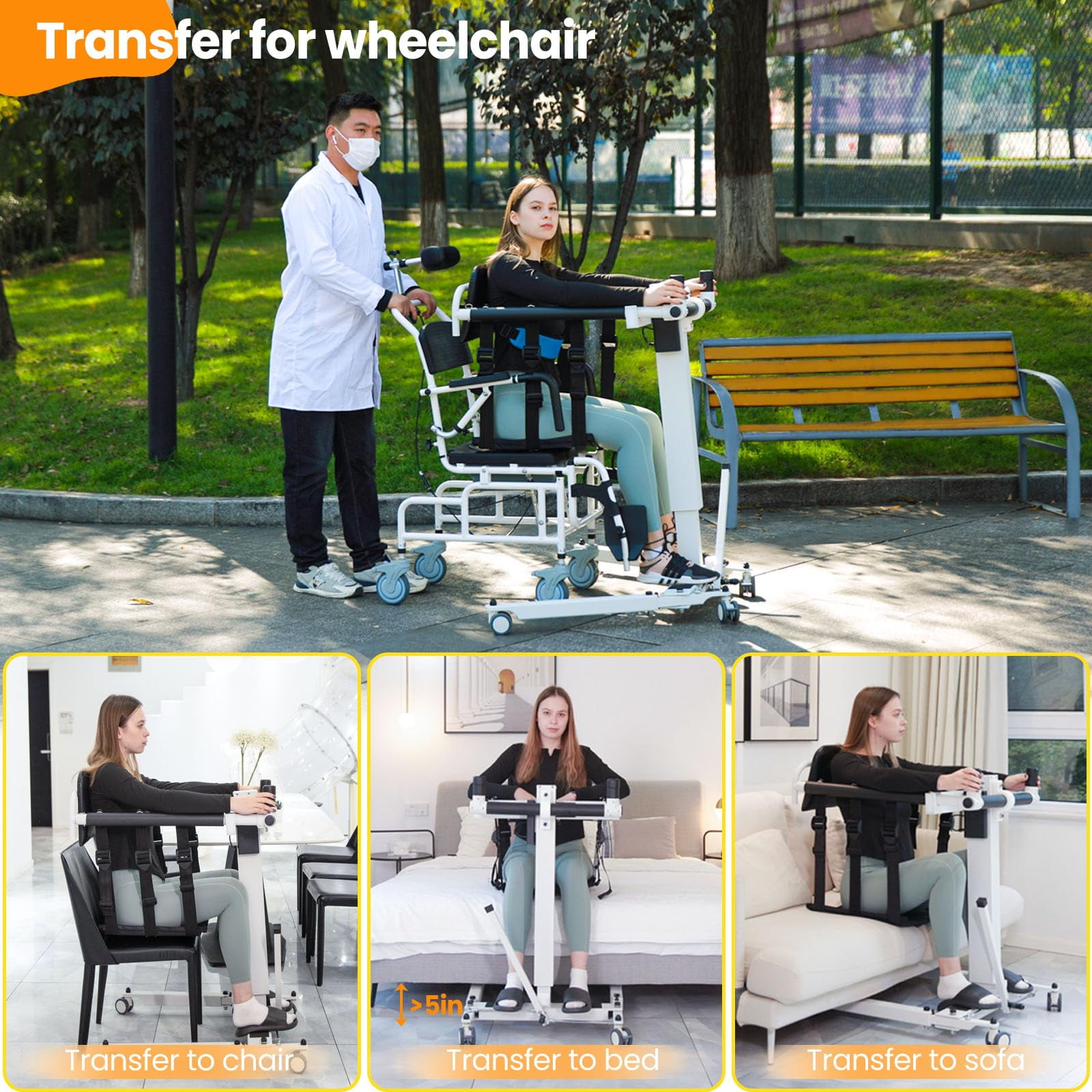 Upgrade Patient Lift for Home,Electric Patient Lift Transfer Chair,Portable Handicap Lift for Car,Bathroom Transfer Lift Chairs for Seniors,Wheelchair Lift with Adjustable Height