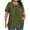 Army Green, variant on Uaswgudfs Women's Crew Neck Blouse Top with Short Sleeves and Front Pleats - Curved Hemline for Feminine Summer Casual Wear