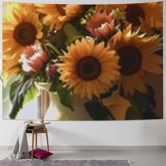 SHERONV Sunflowers Tapestry Wall Hanging Unique Style Graphic Tapestries Home Decor Art for Living Room Bedroom Dorm - Soft Plush Material, Various Sizes 40x30inch