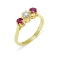 thumbnail image 1 of LBG British Made 10k Yellow Gold Cultured Pearl & Ruby Womens Statement Ring - 33 size options - Size 9.25, 1 of 6